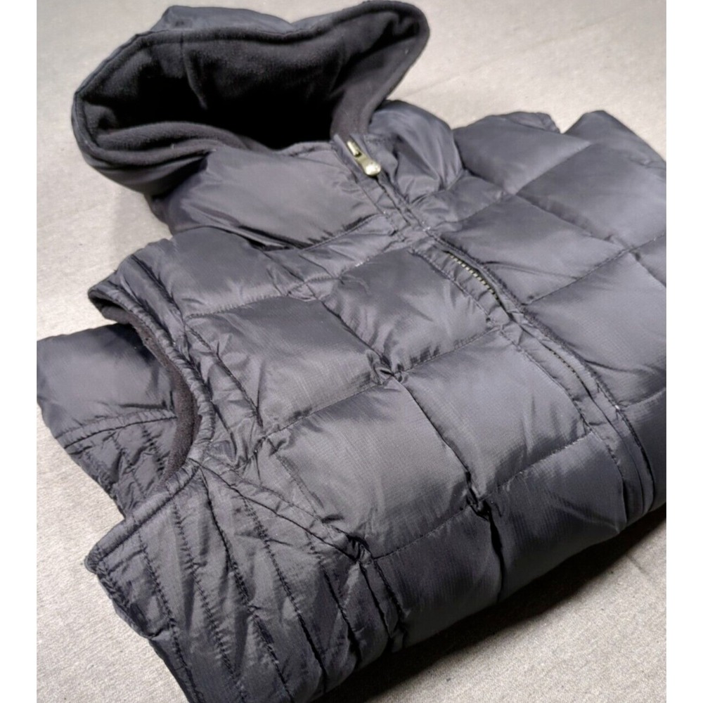 Old Navy Down‎ Puffer Vest Fleece Lined Hooded Y2K Womens Size M Black Full Zip